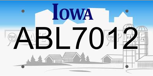 ABL7012 Iowa License Plate