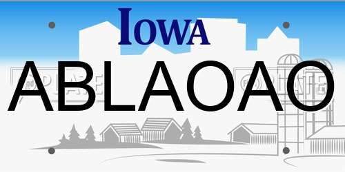 ABLAOAO Iowa License Plate