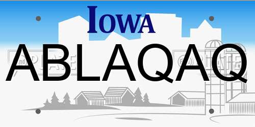 ABLAQAQ Iowa License Plate