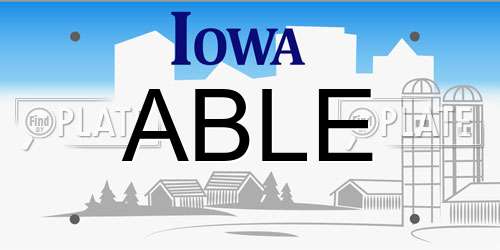 ABLE Iowa License Plate
