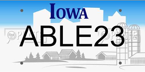 ABLE23 Iowa License Plate