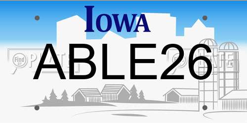 ABLE26 Iowa License Plate