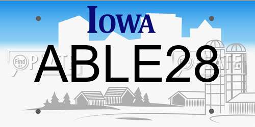ABLE28 Iowa License Plate