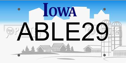 ABLE29 Iowa License Plate