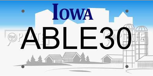 ABLE30 Iowa License Plate