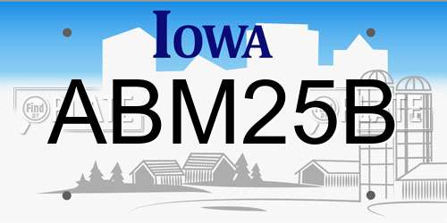 ABM25B Iowa License Plate