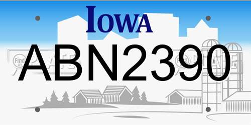 ABN2390 Iowa License Plate