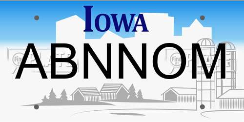 ABNNOM Iowa License Plate