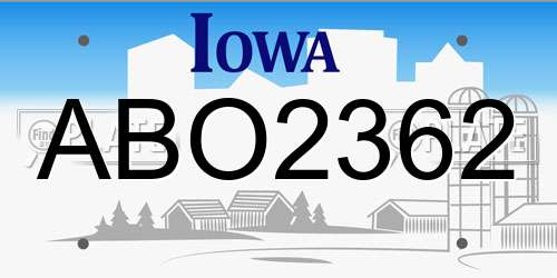 ABO2362 Iowa License Plate