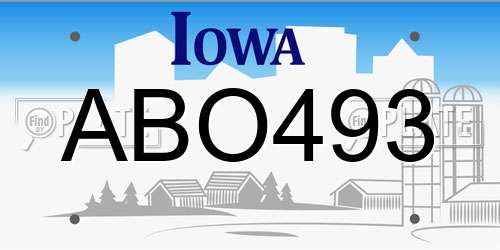ABO493 Iowa License Plate