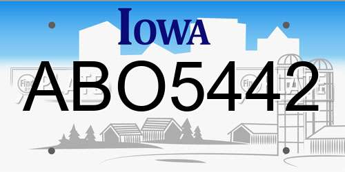 ABO5442 Iowa License Plate