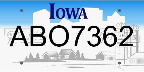 ABO7362 Iowa License Plate