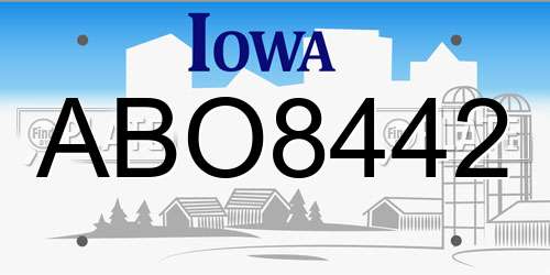 ABO8442 Iowa License Plate