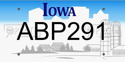 ABP291 Iowa License Plate