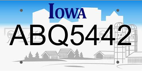 ABQ5442 Iowa License Plate