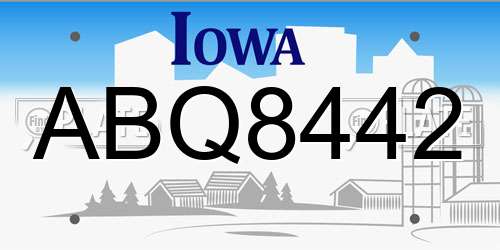 ABQ8442 Iowa License Plate
