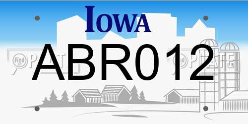 ABR012 Iowa License Plate