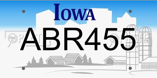 ABR455 Iowa License Plate