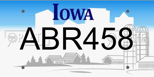 ABR458 Iowa License Plate