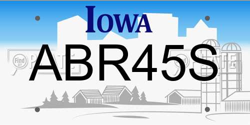 ABR45S Iowa License Plate
