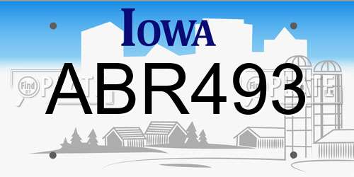 ABR493 Iowa License Plate