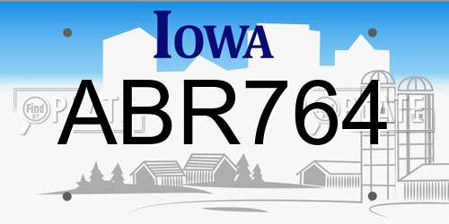 ABR764 Iowa License Plate