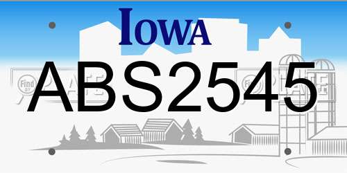 ABS2545 Iowa License Plate