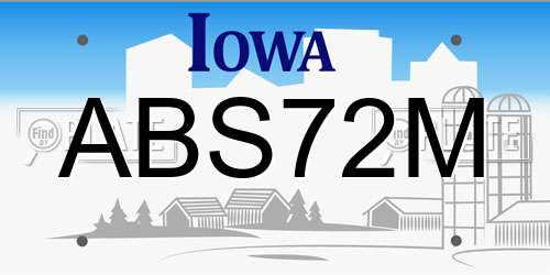 ABS72M Iowa License Plate