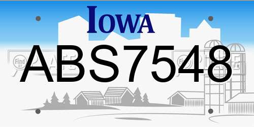 ABS7548 Iowa License Plate