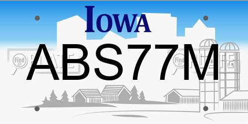 ABS77M Iowa License Plate