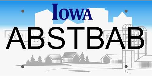 ABSTBAB Iowa License Plate
