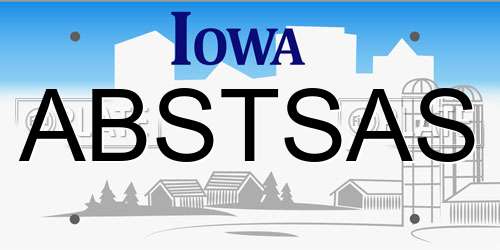 ABSTSAS Iowa License Plate