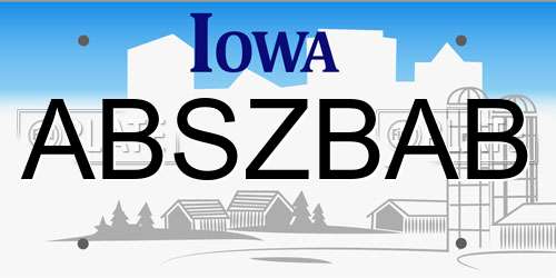 ABSZBAB Iowa License Plate