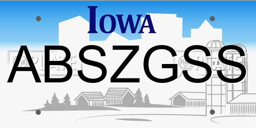 ABSZGSS Iowa License Plate