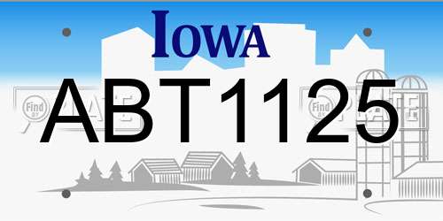 ABT1125 Iowa License Plate