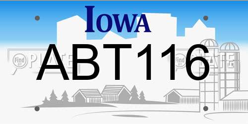 ABT116 Iowa License Plate