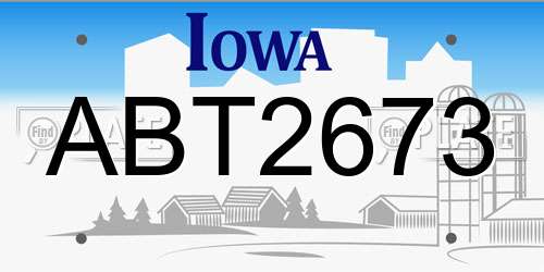 ABT2673 Iowa License Plate