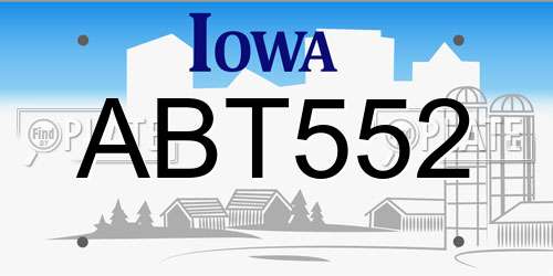 ABT552 Iowa License Plate