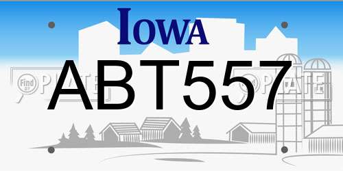 ABT557 Iowa License Plate