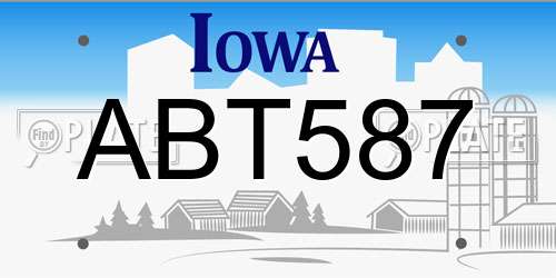 ABT587 Iowa License Plate