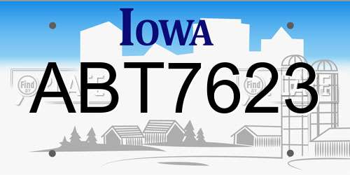 ABT7623 Iowa License Plate