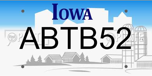 ABTB52 Iowa License Plate