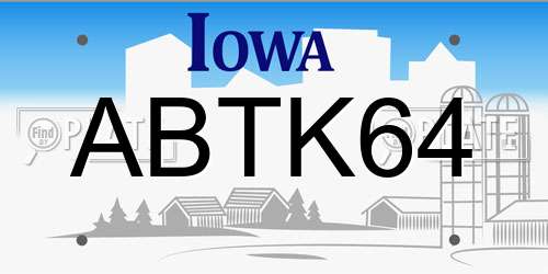 ABTK64 Iowa License Plate