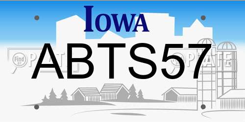 ABTS57 Iowa License Plate