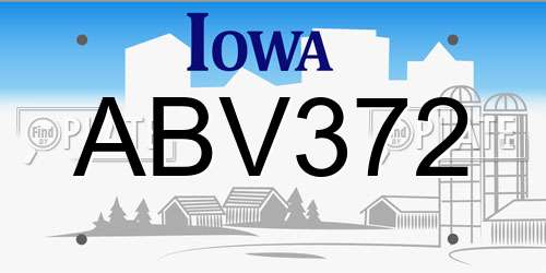ABV372 Iowa License Plate