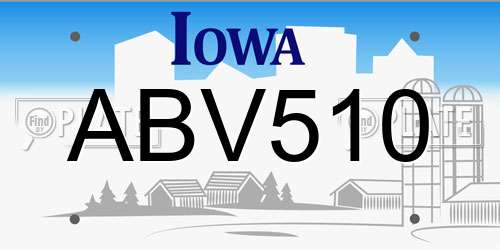 ABV510 Iowa License Plate