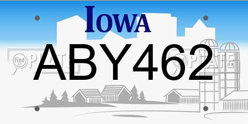 ABY462 Iowa License Plate