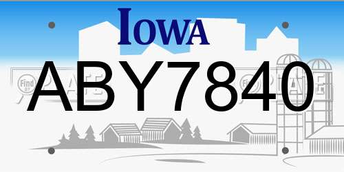 ABY7840 Iowa License Plate