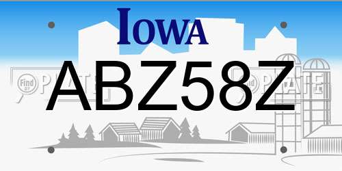 ABZ58Z Iowa License Plate