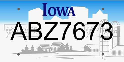 ABZ7673 Iowa License Plate